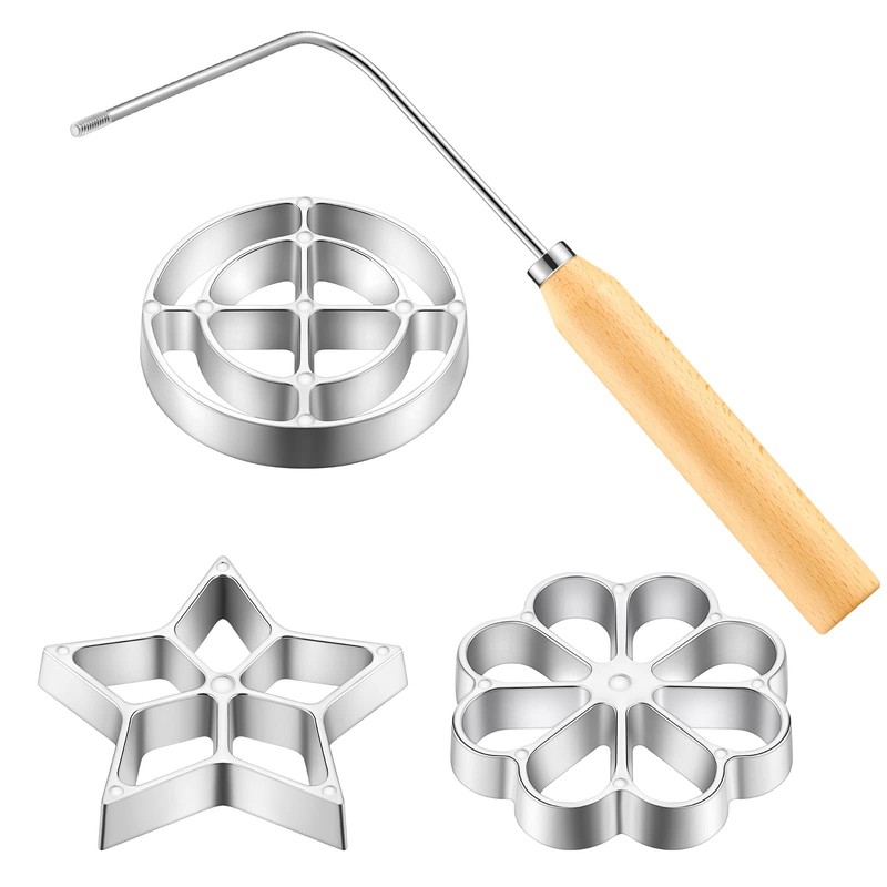 Achappam Mold Bunuelos with Handle Rosette Maker Cookie Silver