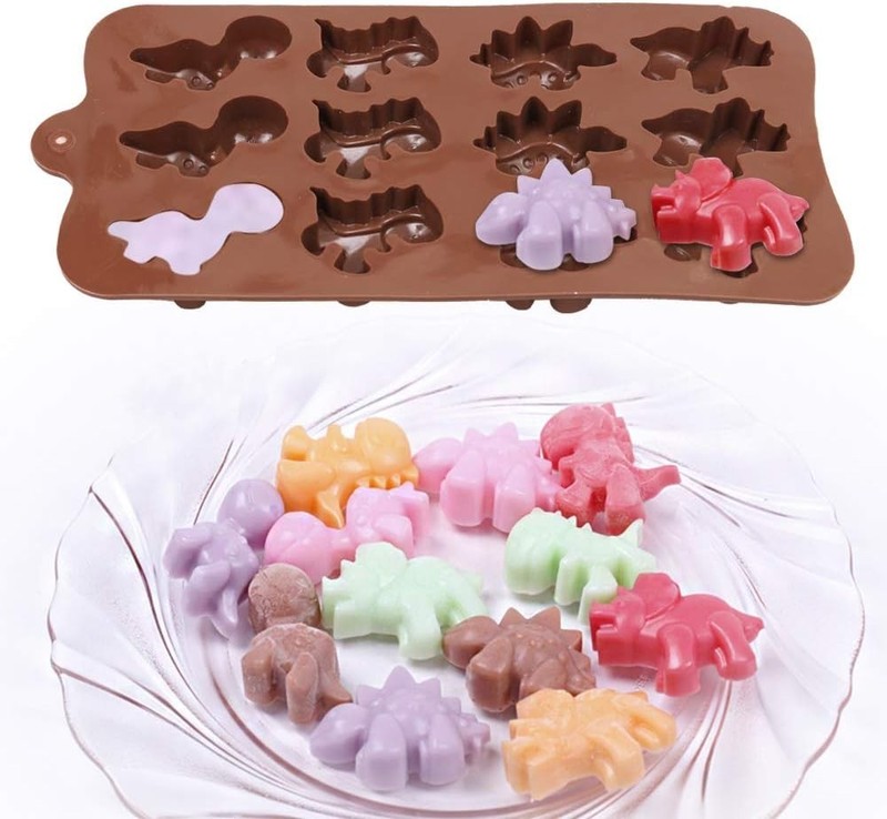 12-Cavity Dinosaur Chocolate Mold, Set of 4PCS Non Stick Silicone Dinosaur Mold gallery
