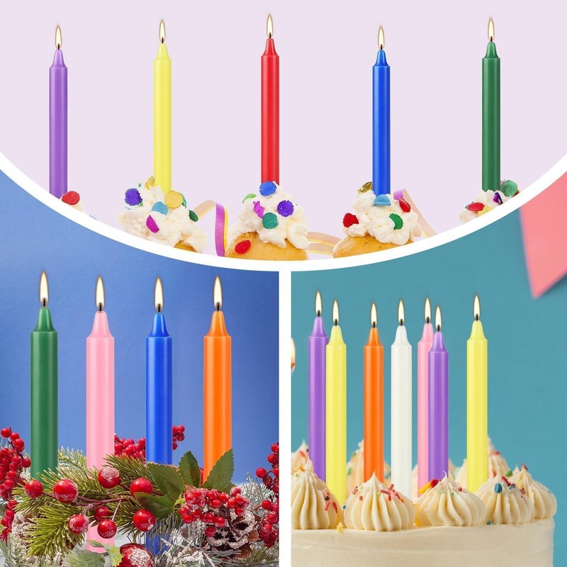 40 Pack Assorted Color Spell Chime Candles, 4 Inch Mini Taper Candles for for gallery