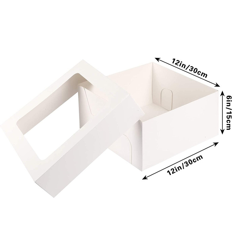Moretoes 10Pcs 12 Inch Cake Boxes with Window 12X12X6 Inches White Bakery Box F gallery