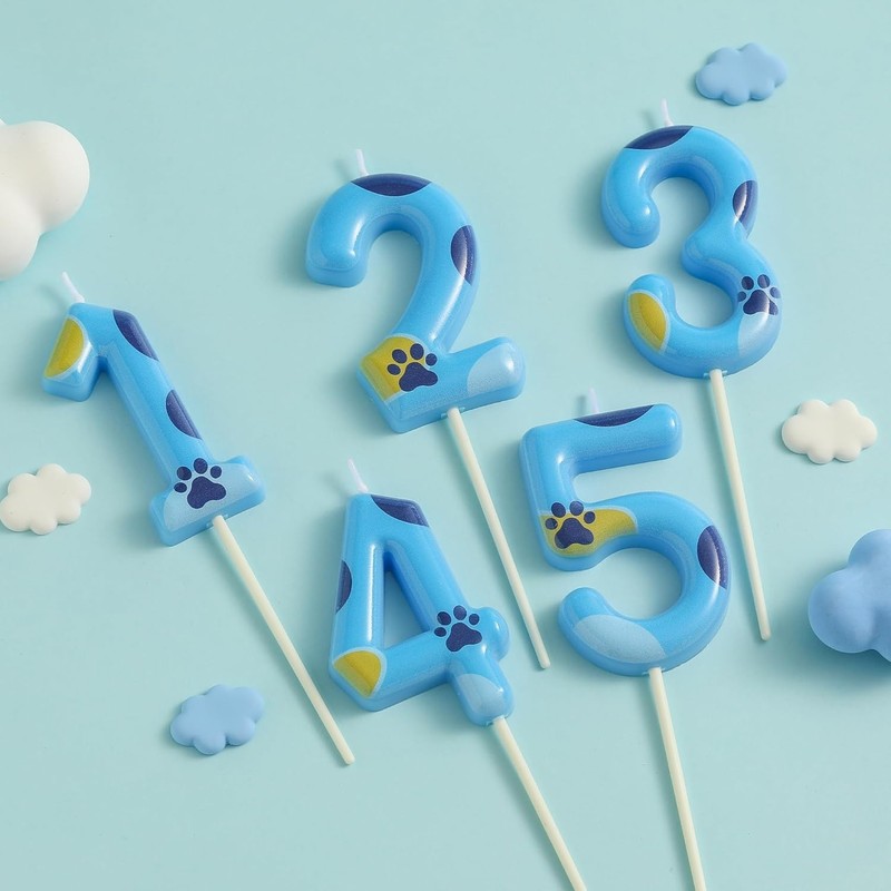 2.76 Inch Number 2 Cartoon Dog Birthday Candles, Blue Dog Number Candles, Cake gallery