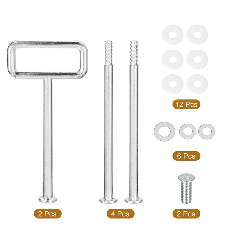 2 Set 3-Tier Cupcake Stand Hardware Fittings for Cake Stand, Square Silver gallery