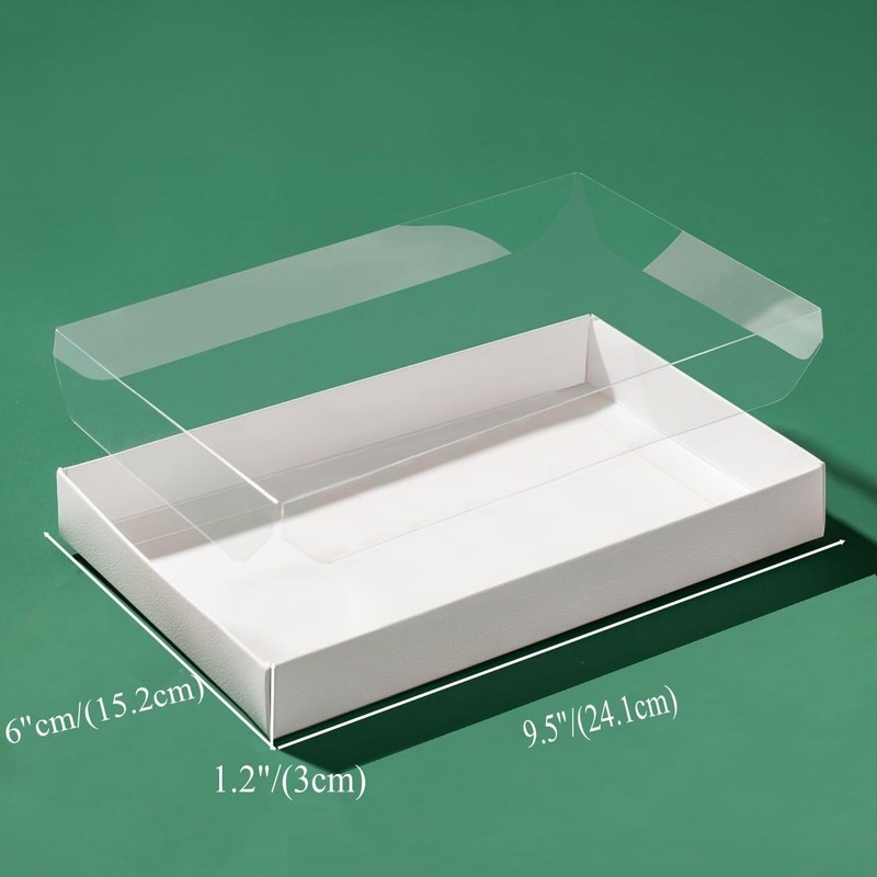 24 Pack 9.5x6x1.25 Clear White Cookie Boxes, Window, Cakesicle, Macaron gallery