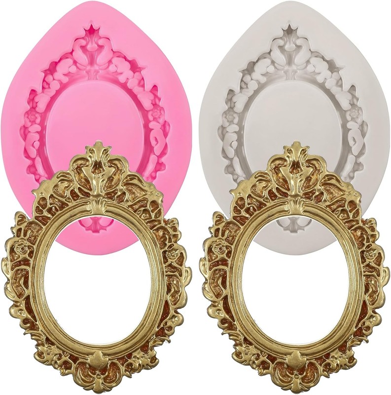 2 PCS Photo Frame Silicone Molds, Photo Frame Fondant Molds, Frame Chocolate