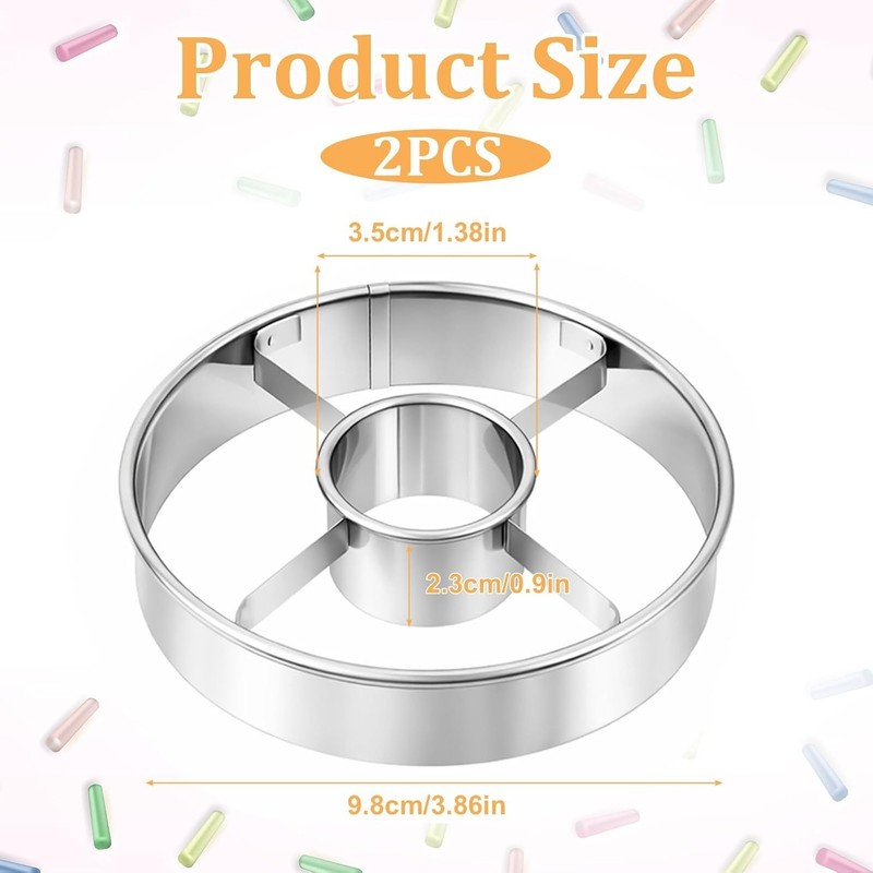 2 Pack Donut Cutter with Hole, 3.86" Stainless Steel Bagel Mold Doughnut Cutt... gallery