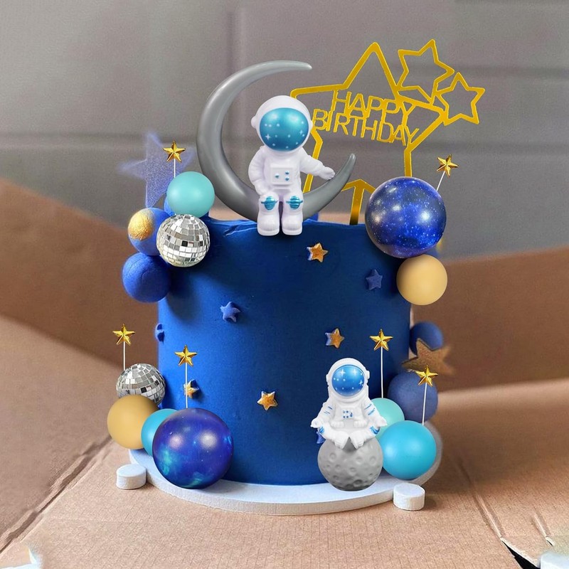 Space Cake Toppers Outer Space Cake Decorations with Balls Stars Astronauts gallery