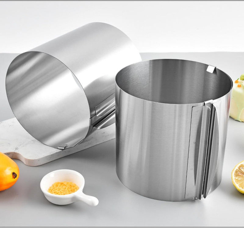 Cake Ring Extra High 7.87 Inch, Stable Stainless Steel round Adjustable Cake Mol gallery