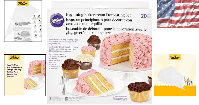 Versatile 20-Piece Cake Decorating Set with Disposable Bags & Techniques Guide gallery
