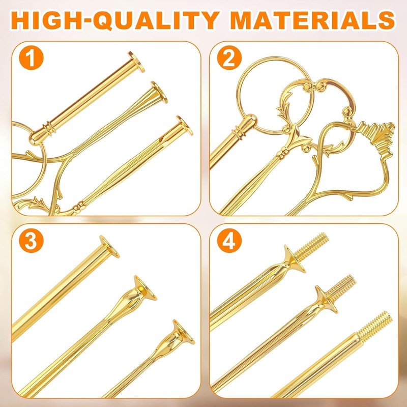 6 Sets of Elegant Gold Tiered Cake Stand Hardware – Perfect for Your Events gallery