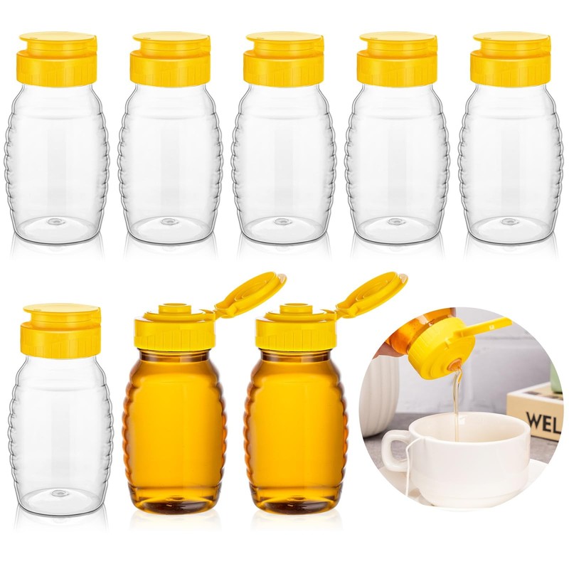 8 PCS 5 oz Honey Squeeze Bottle Refillable Plastic Containers FlipTop Caps