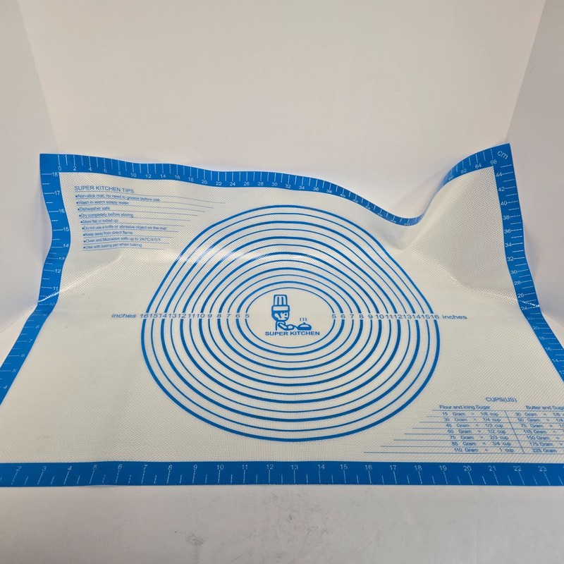 Nonstick Silicone Pastry Baking Mat Large with Measurements 24"L x 16"W, Blue