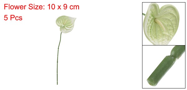 5Pcs 13" Artificial Anthurium Lily Flowers Floral Bouquet Decor Light Green gallery