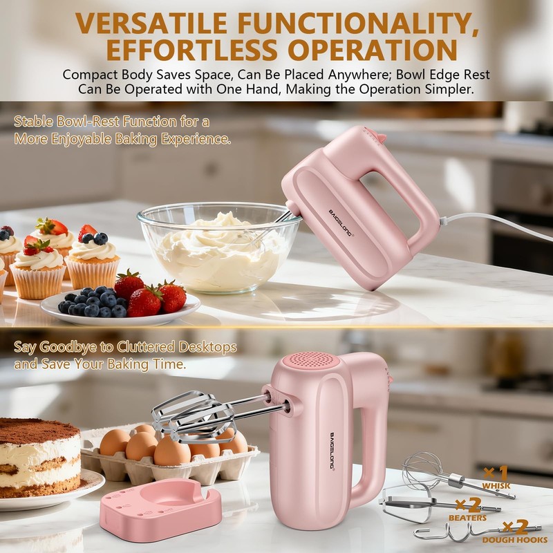 Hand Electric Mixer, 5-Speed KitchenMixer with 5 * 304 Stainless Steel Attach... gallery