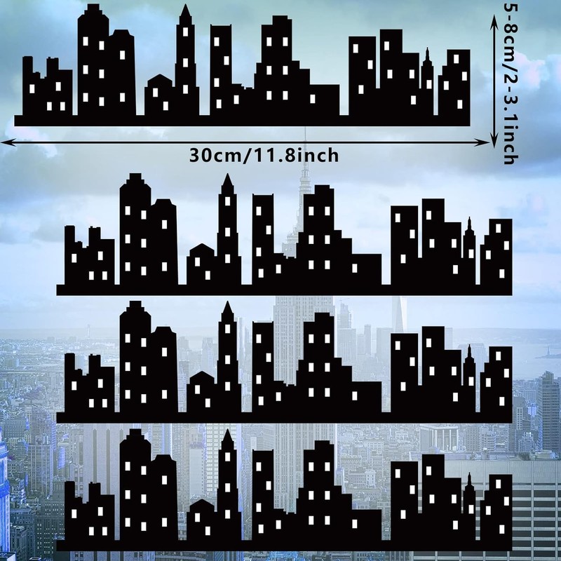 4 Pieces Hero City Cake Border Decoration Black Skyscraper Building Cake Topper gallery