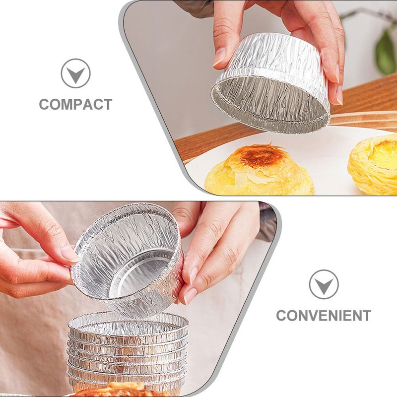 30Pcs Plated Silver Foil Egg Tart Cups and Muffin Baking Molds for Kitchen Use gallery
