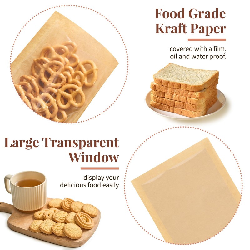 200 Pack Heat-Sealable Cookie Bags with Window, 5.1 x 7.5 Inches Small Clear ... gallery