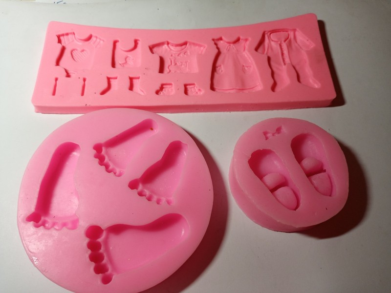Four NEW Pink Silicone Baby Shower Chocolate/ Fondant Molds gallery