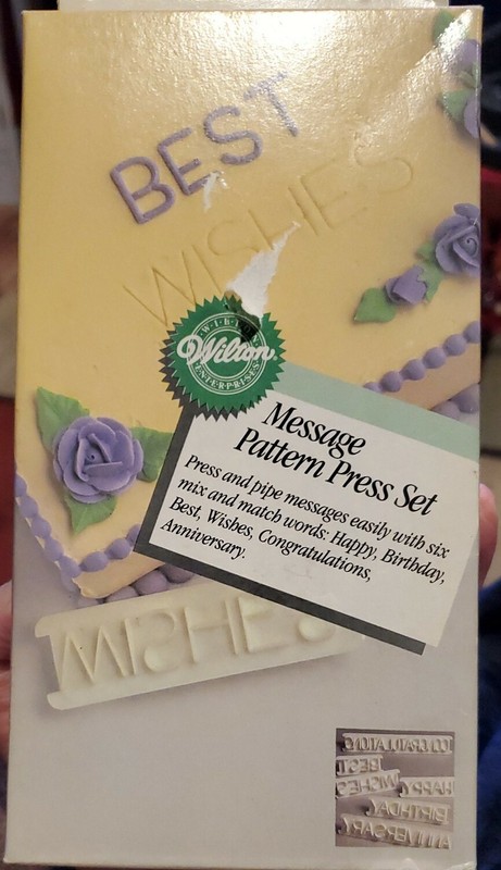 Wilton Message Pattern Press Set Cake Decorating Bday, Anniv, Congrats, Best Wis
