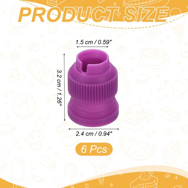 6 Pcs Piping Tip Coupler, Small Couplers Icing Frosting Piping Bag Tool, Purple gallery
