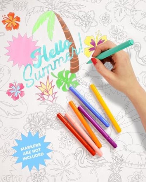 Pool Party Paper Coloring Tablecloth - 9' x 4.5' | Summer Tablescape, Palm gallery