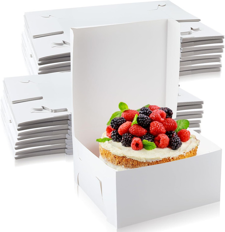 50 Pack 12 X 12 X 6 Inch White Cake Boxes Cardboard Bakery Boxes for Pie Pastry gallery