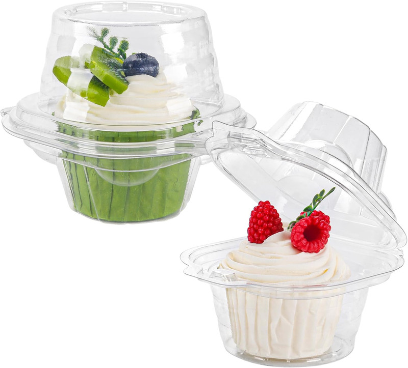 60 Pack Individual Cupcake Containers Plastic Cupcake Boxes Cupcake Holders Stac