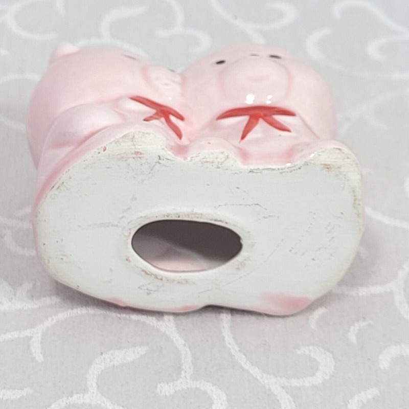 Viintage Pink/Blue Ceramic Twin Bears Birthday Cake Toppers 1 1/2" x 1 3/4" gallery