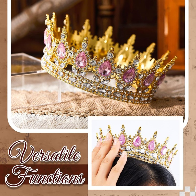 8 Pcs Gold and Pink Princess Crown Cake Topper Corona Para Pastel Queen Pink gallery