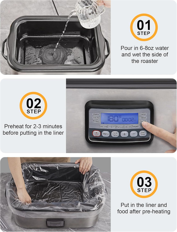 Electric Roaster Liners, 10 Count Disposable Roaster Liners, Fits 16, 18, 22 Qua gallery