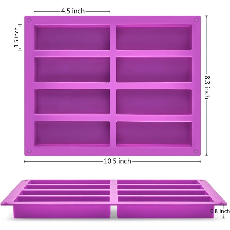 2 Pack Granola Bar Mold 8 Cavity Rectangle Silicone for Baking Chocolate Candy gallery
