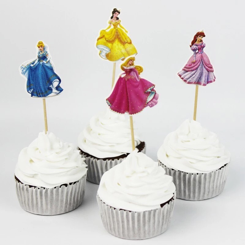 24 Pcs, Princess Cupcake Toppers Kids Birthday Party Supplies.