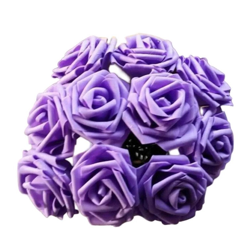 20pcs 7cm Artificial Flowers with Stems Foam Rose Fake Bride Wedding Set A gallery