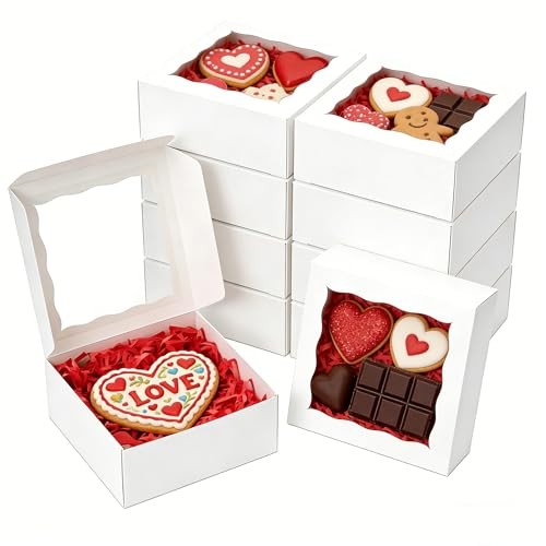 pcs Cookie Boxes 4x4x2 Inch Bakery Boxes with Window Dessert Treat Box 40 White