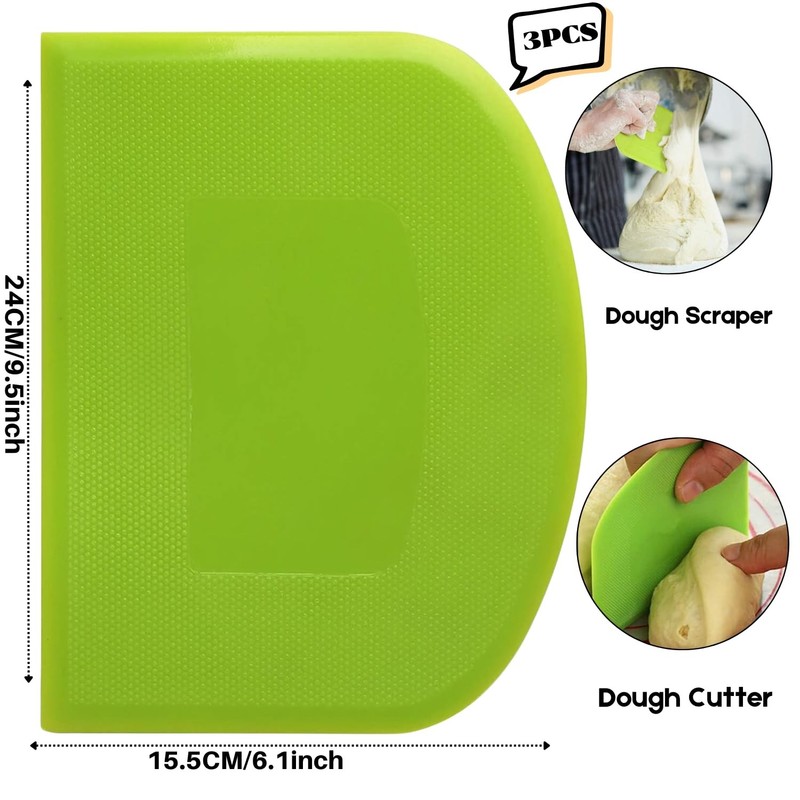 Dough Scraper Bench Scraper - 3P 9.5x6.1" Plastic Flexible Bowl Scraper, Shar... gallery