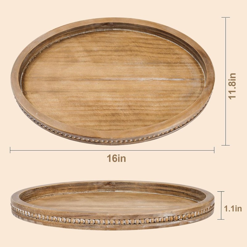 Oval Tray for Coffee Table - 16×11.8in Decorative Trays Home Brown gallery