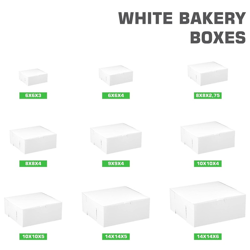 [ 250 Pack ] White Bakery Pastry Boxes - 6 x 6 x 3 In. gallery