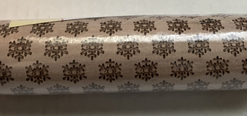 Natural Raw Wood Slender Rolling Pin Decorative Christmas Snowflake Design 13.5” gallery