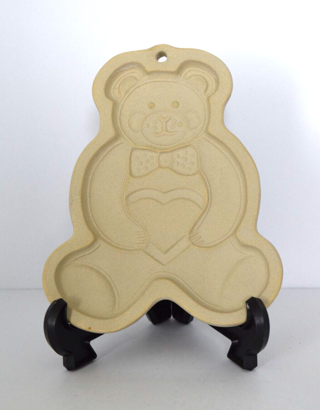 Pampered Chef Stoneware Teddy Bear Cookie Mold 1991 Retired Vintage