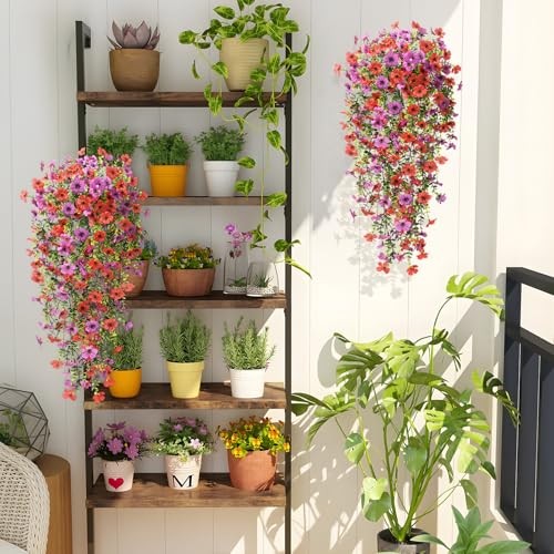 Artificial Hanging Flowers Plants for Outdoor Spring Summer Z Red Purple gallery
