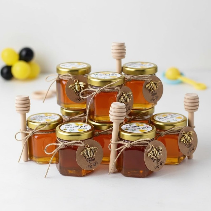 Glass Honey Jar, Honey Pot 1.5oz, 40 Pack Mini Honey Jars with Dipper, Bee Ch... gallery