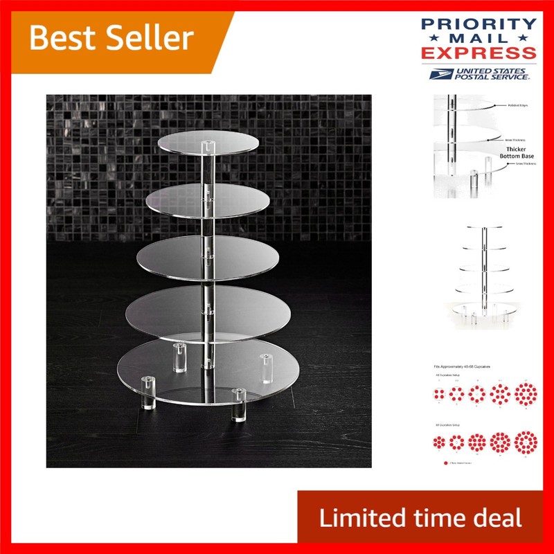 Compact 5 Tier Acrylic Cake Stand with Tote Bag – Easy Assembly & Transport