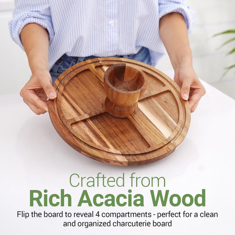 12In Acacia Wood Cake Stand with Acrylic Dome & 5 Cake Sheets Charcuterie Board gallery