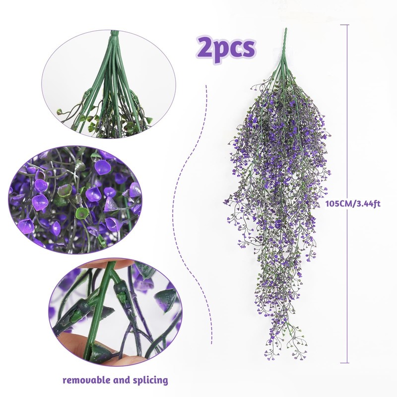 Recutms Artificial Vine Plants 2 Pack Fake Hanging Flower Plants Faux Ivy Vine gallery