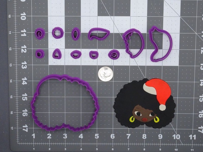 Christmas – Afro Girl in Santa Hat 266-F720 Cookie Cutter Set