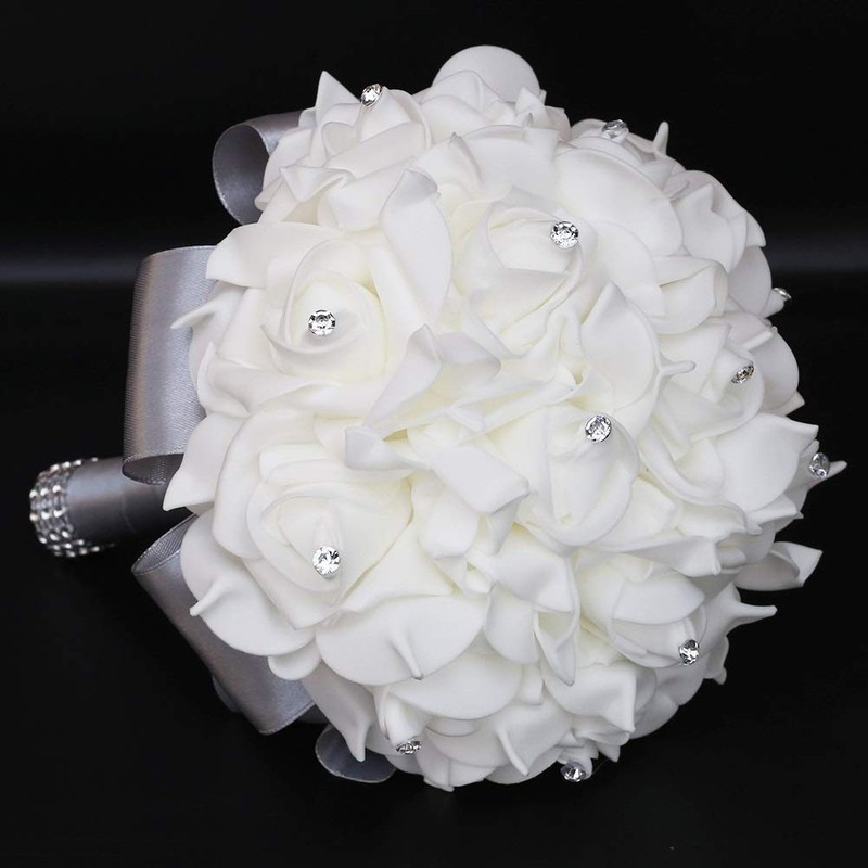 Flonding Wedding Bouquet Silver Bouquet For Bride Bridesmaid Diamond Soft gallery