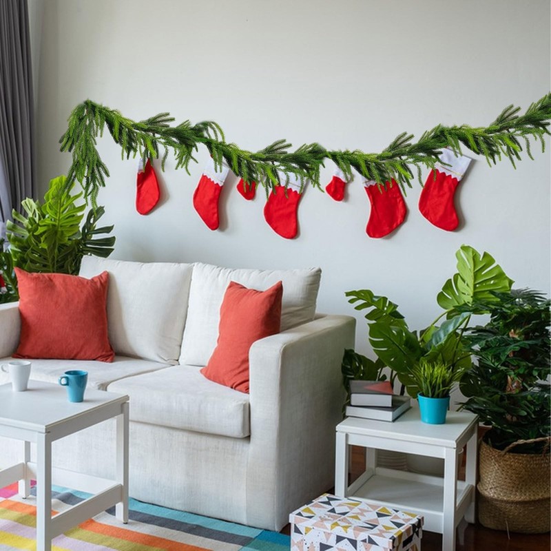 Gllbtpt 2Pcs Christmas Norfolk Pine Garland 9 Ft Artificial Green Garland gallery