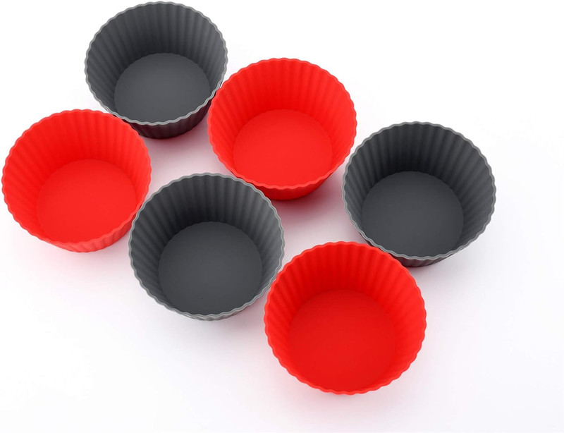 12 Pack Reusable Nonstick Jumbo Silicone Baking Cups, Cupcake and Muffin Liners, gallery
