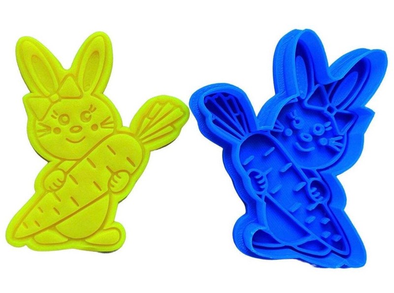Easter boy girl bunny Cookie Cutter and stamp Fondant Embosser Bake tool Clay to gallery