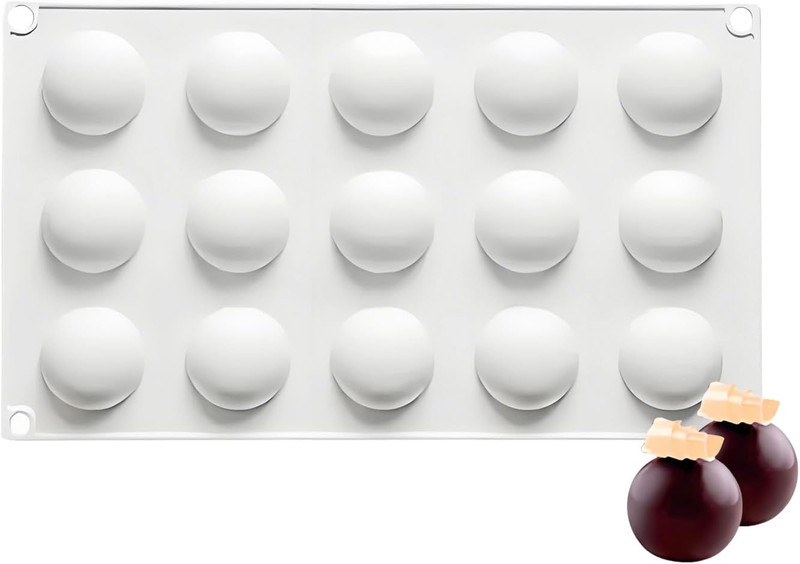15-Cavity Semi Sphere Baking Molds, Food Grade Silicone Chocolate Molds for M... gallery