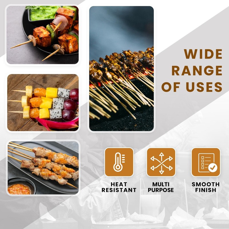 DecorRack 10" Natural Bamboo Skewers Sticks, 400 Wood Skewers for Grilling, B... gallery